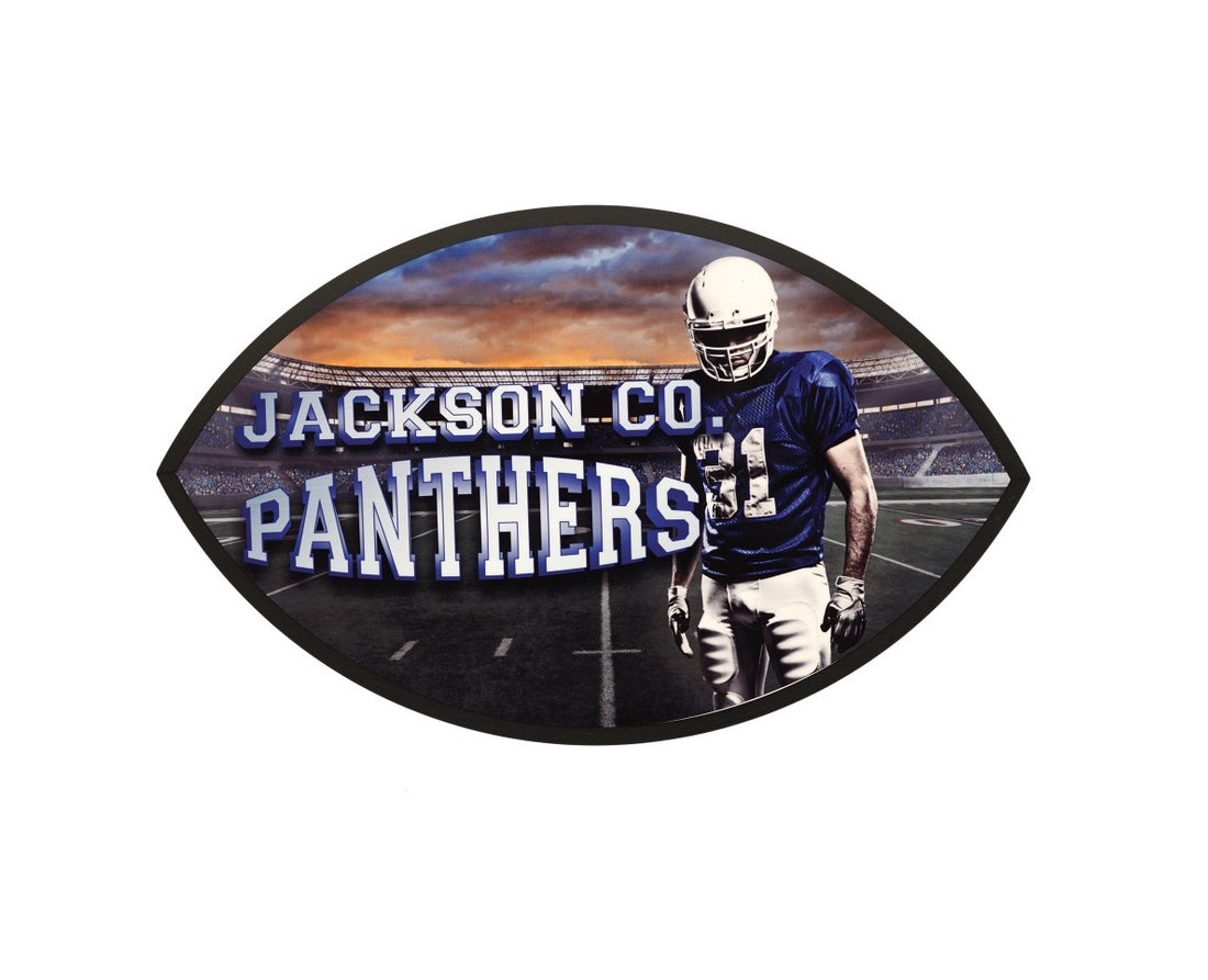 Unisub MDF Football Plaque w/Black Edge, Gloss White, 6" x 10" x 0.625 " (Case/12)